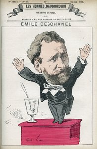 Porträt von Emile Deschanel (1819-1904), französischer Schriftsteller und Politiker und Vater von Paul Deschanel (1855-1922), Präsident der Französischen Republik im Jahr 1920. Karikatur von Gill, Paris
