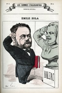 Porträt von Emile Zola (1840-1902), französischer Schriftsteller. Karikatur von Gill, Paris. von Andre Gill