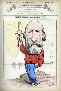 Porträt von Giuseppe Garibaldi (1807-1882), italienischer Politiker. Karikatur von Gill, in „Les Homme d