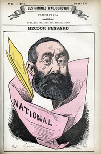 Porträt von Hector Pessard, französischer Journalist und Besitzer der Zeitung „Le National“. Karikatur von Gill, in „Les Homme d