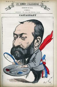 Porträt von Jules Castagnary (1830-1888), französischer Politiker, Anwalt, Journalist, Amateur und Kunstkritiker. Karikatur von Gill, Paris