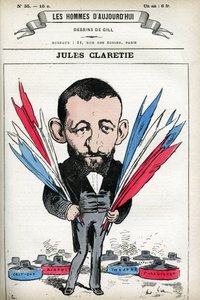 Porträt von Jules Claretie (1840-1913), französischer Romancier, Dramatiker und Kritiker. Karikatur von Gill, in "Les Homme d
