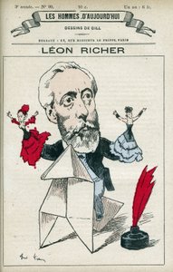Porträt von Léon Richer (1824-1911), ein französischer Journalist und Intellektueller, er gründete 1882 die Association pour le droit des femmes und die Ligue française pour le droit des femmes. Karikatur von Gill, Paris von Andre Gill