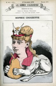 Porträt von Sophie Croizette, französische Theaterschauspielerin. Karikatur von Gill, Paris