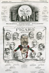 Porträt der Journalisten des „Figaro Quotidien“. Karikatur von Gill, in „The Moon“, 18. November von Andre Gill