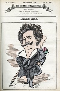 Selbstporträt von Andre Gill (1840-1885), französischer Karikaturist und Illustrator. Karikatur in „Les hommes d