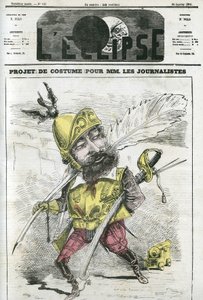 Anzugprojekt für Herrenjournalisten, auf Wache und geschützt durch Rüstung. Titelbild in „L