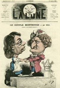 Das Paar Montrouge im Folies-Marigny-Theater. Karikatur von Gill, in „La Lune“, 10. Januar von Andre Gill