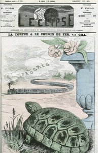 Die Schildkröte und die Eisenbahn, eine Illustration der technologischen Fortschritte der Eisenbahnen. Titelblatt in „L