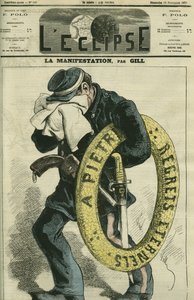 Die Demonstration, das Fest der Toten auf dem Friedhof von Montmartre, Zeichnung aus der Natur. Cover in „L