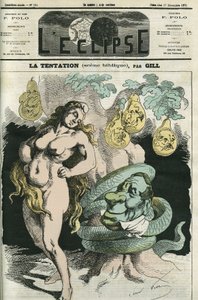 Die Versuchung, die Republik-Eva wird von der Orleans-Schlange versucht. Titelblatt in „L