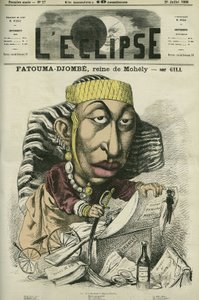 Zombe-Fatoum (Zombe Fatoum) (1836-1878), Königin von Moheli auf den Komoren, besucht Frankreich im Jahr 1868. Sie wird auch Djombe-Fatouma (Djombe-Fatouma) oder Jumbe Fatouma (Jumbe-Fatouma) oder Jumbe Fatima (Jumbe-Fatima) genannt. Titelbild in 