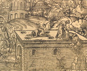 Christlicher Friedhof von Acheldemach, Stich aus Cosmographie universelle, von Andre Thevet (1504-1592), Paris von Andre Thevet