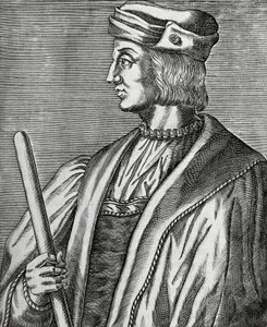 Porträt von Gaston de Foix, Herzog von Nemours (1489-1516), Gravur aus Les Vrais pourtraits et Vies des Hommes illustres von Andre Thevet
