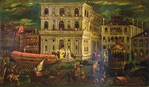 Einschiffung der Dogaressa Morosina Morosini Grimani am 4. Mai 1597, Venedig, ca. 1600 von Andrea Vicentino