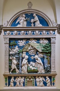 Geburt Christi, Anbetung der Hirten und Verkündigung von Andrea (workshop of) Della Robbia