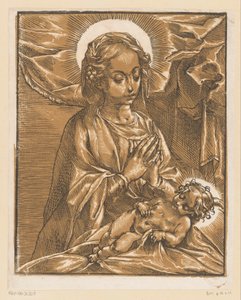Maria betet das Christuskind an von Andrea Andreani