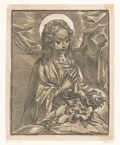 Maria betet das Christuskind an von Andrea Andreani