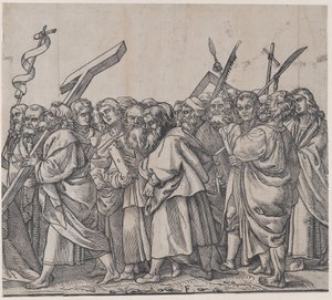Heilige mit Kreuzen, Büchern und Waffen, aus Der Triumph Christi, 1836