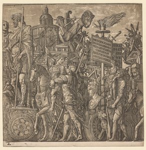 Der Triumph von Julius Caesar: Kolossale Statuen und Belagerungsgeräte von Andrea Andreani