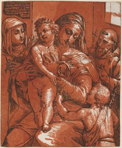 Madonna und Kind begleitet von Heiligen von Andrea Andreani after Jacopo Ligozzi