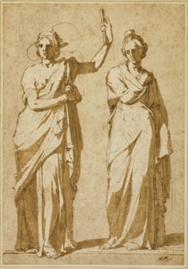 Zwei stehende weibliche Figuren (Studien nach klassischer Statuarie)