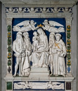 Die Jungfrau des Zufluchtsortes Die Jungfrau Maria und das Jesuskind umgeben von St. Onuphre dem Einsiedler, St. Antonius der Große, St. Maria Magdalena und St. Franziskus