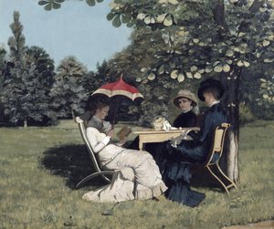 Frauen um den Gartentisch