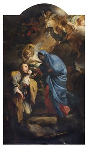 Heilige Familie oder die Flucht nach Ägypten, 1673-74 von Andrea Lanzani
