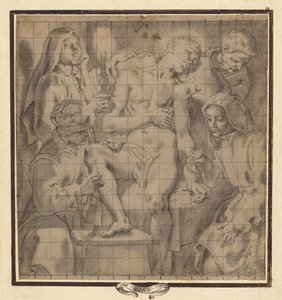Figuren, die den verwundeten Heiligen Sebastian pflegen von Andrea Lilio