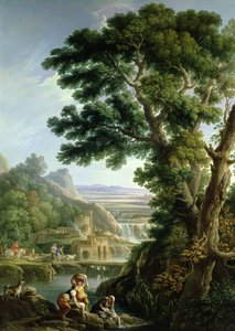 Eine Landschaft in Latium mit Wäscherinnen