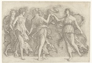 Vier tanzende Frauen von Andrea Mantegna (school of)