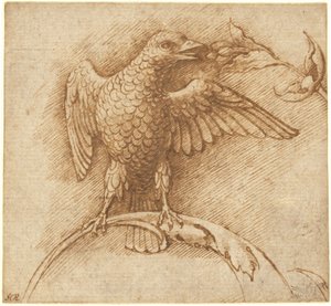 Ein Vogel auf einem Ast mit Früchten von Andrea Mantegna
