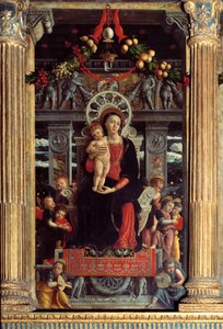 Altarbild von San Zeno: Zentrales Panel „Madonna mit Kind und neun Engeln“ von Andrea Mantegna