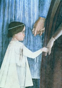 Ankunft von Kardinal Francesco Gonzaga: Detail eines seiner jüngeren Brüder, aus der Camera degli Sposi oder Camera Picta (Detail) von Andrea Mantegna