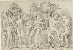 Bacchanal mit einer Weinpresse