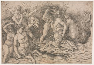 Schlacht der Meeresgötter - rechter Teil, um 1485-88 von Andrea Mantegna