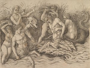Schlacht der Meeresgötter Rechter Teil eines Frieses, ca. 1485-88