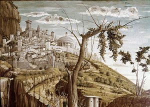 Christus betet im Garten der Olivenbäume, linker Teil der Predella, Altarbild von San Zeno von Andrea Mantegna