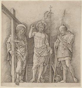 Der auferstandene Christus zwischen den Heiligen Andreas und Longinus von Andrea Mantegna