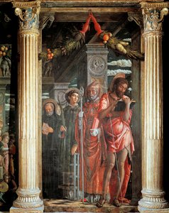 Heilige Johannes und Lorenzo und zwei Heilige (Detail) von Andrea Mantegna