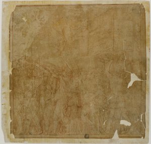 Studie für die Triumphe von Julius Caesar: Leinwand Nr. I von Andrea Mantegna