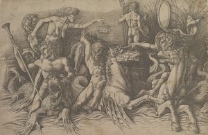 Die Schlacht der Meeresgötter (linker Teil eines Frieses), ca. 1485-88 von Andrea Mantegna