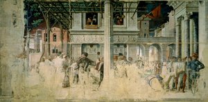 Das Martyrium und der Transport des enthaupteten Körpers von St. Christophorus, ca. 1448-57 von Andrea Mantegna