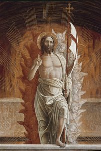 Die Auferstehung Jesu Christi, Detail der Predella des Altarbildes von San Zeno von Andrea Mantegna