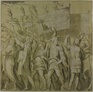 Triumphe von Julius Caesar: Leinwand Nr. I von Andrea Mantegna