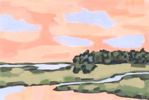 Pfirsichhimmel und grünes Land, 2023