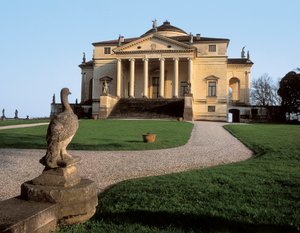 Renaissance-Architektur: Ansicht der Villa Capra, genannt die Rotonda, entworfen von Andrea Palladio (1508-1580) 1566 Vicenza, Italien