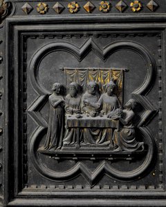 Die Präsentation des Kopfes von Johannes dem Täufer an König Herodes, siebzehntes Panel der Südlichen Türen des Baptisteriums von San Giovanni, 1336 (Bronze)