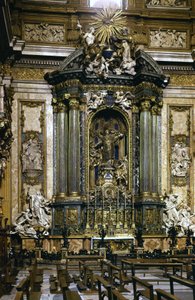 Statue des hl. Ignatius von Loyola (der Altar) in der Kirche Jesu in Rom.